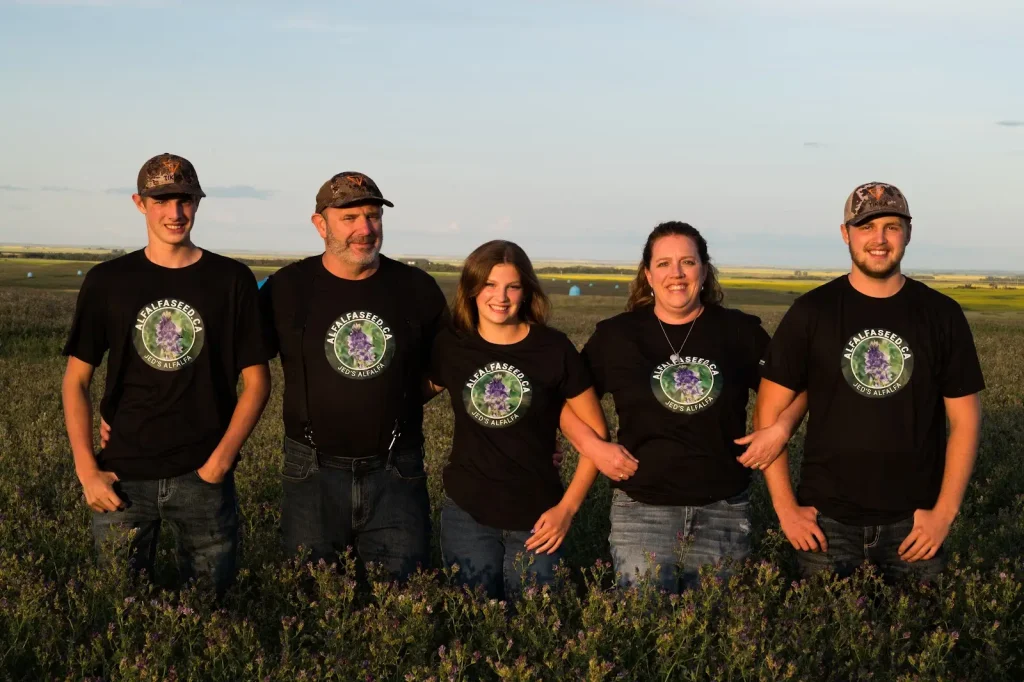 Jed from Jed's Alfalfa with his wife, Kathy, and their children